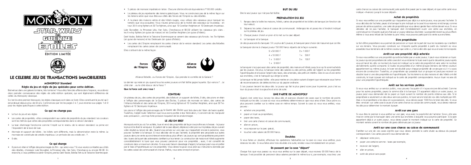 HASBRO MONOPOLY STAR WARS LA GUERRE DES ETOILES User Manual