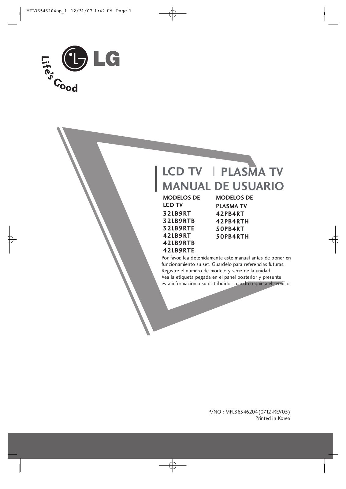 LG 26LC4RA Owner's Manual