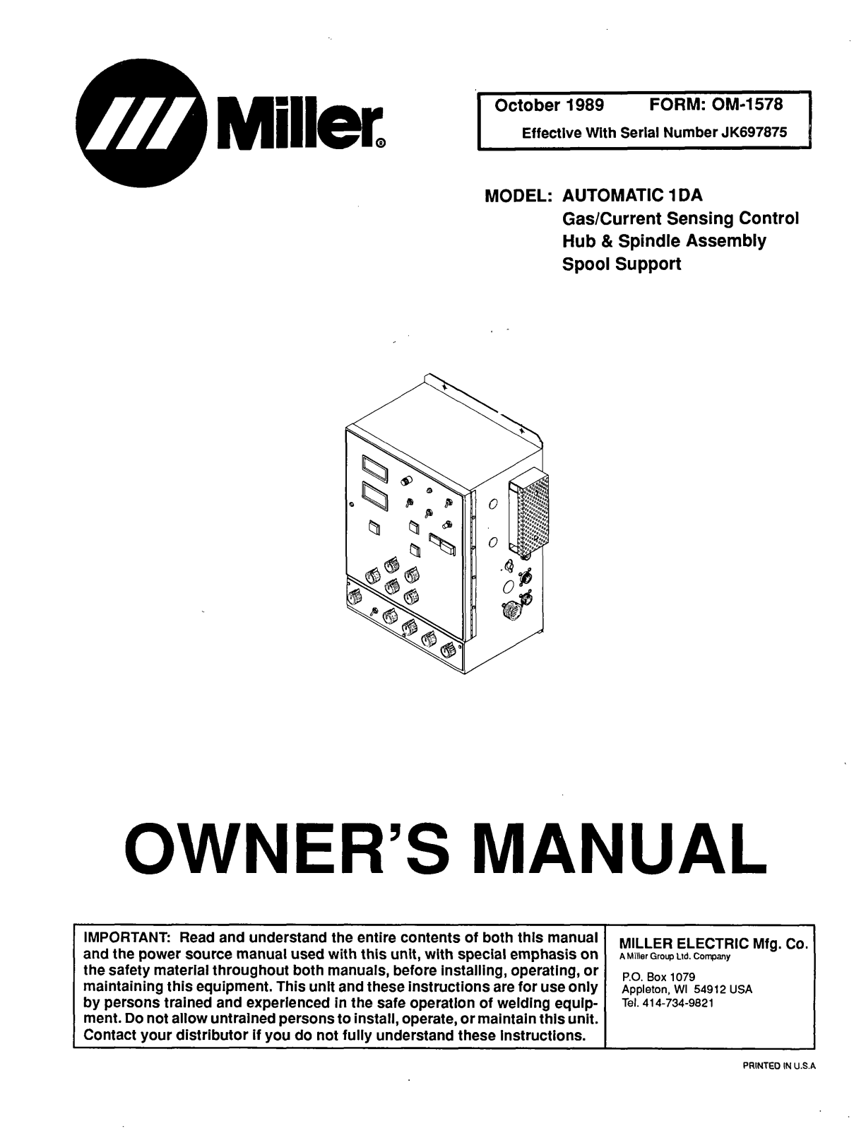 Miller AUTOMATIC 1DA Owners manual - ManualMachine.com