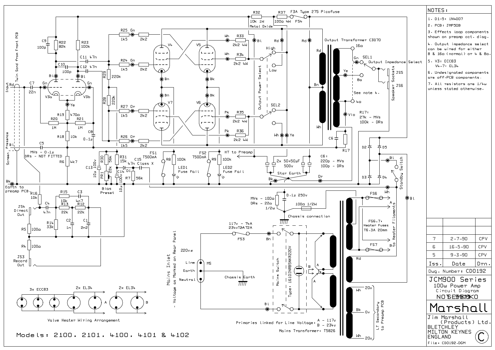 Marshall 4101-JCM-900, JCM-900 Schematic