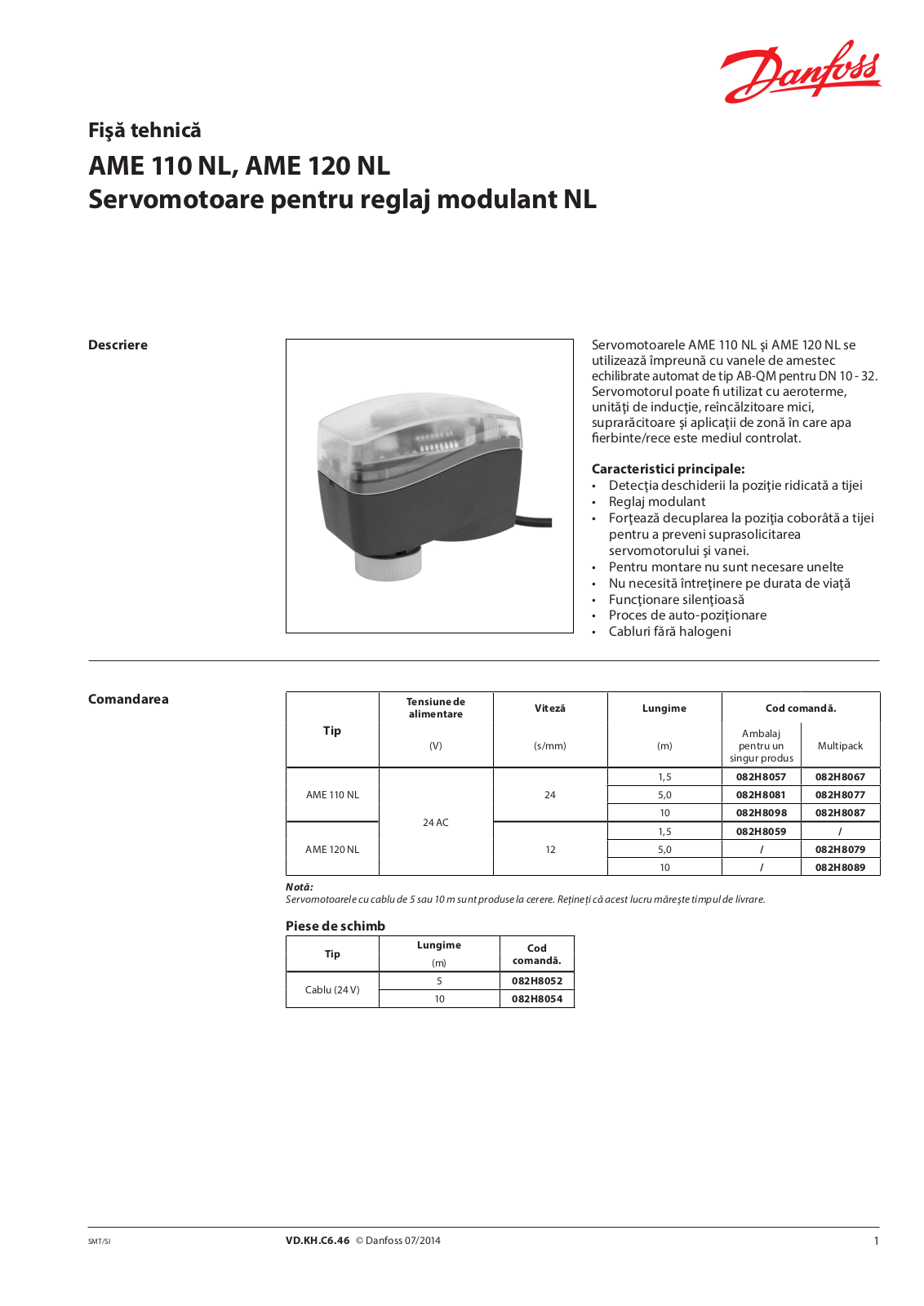 Danfoss AME 110 NL, AME 120 NL Data sheet