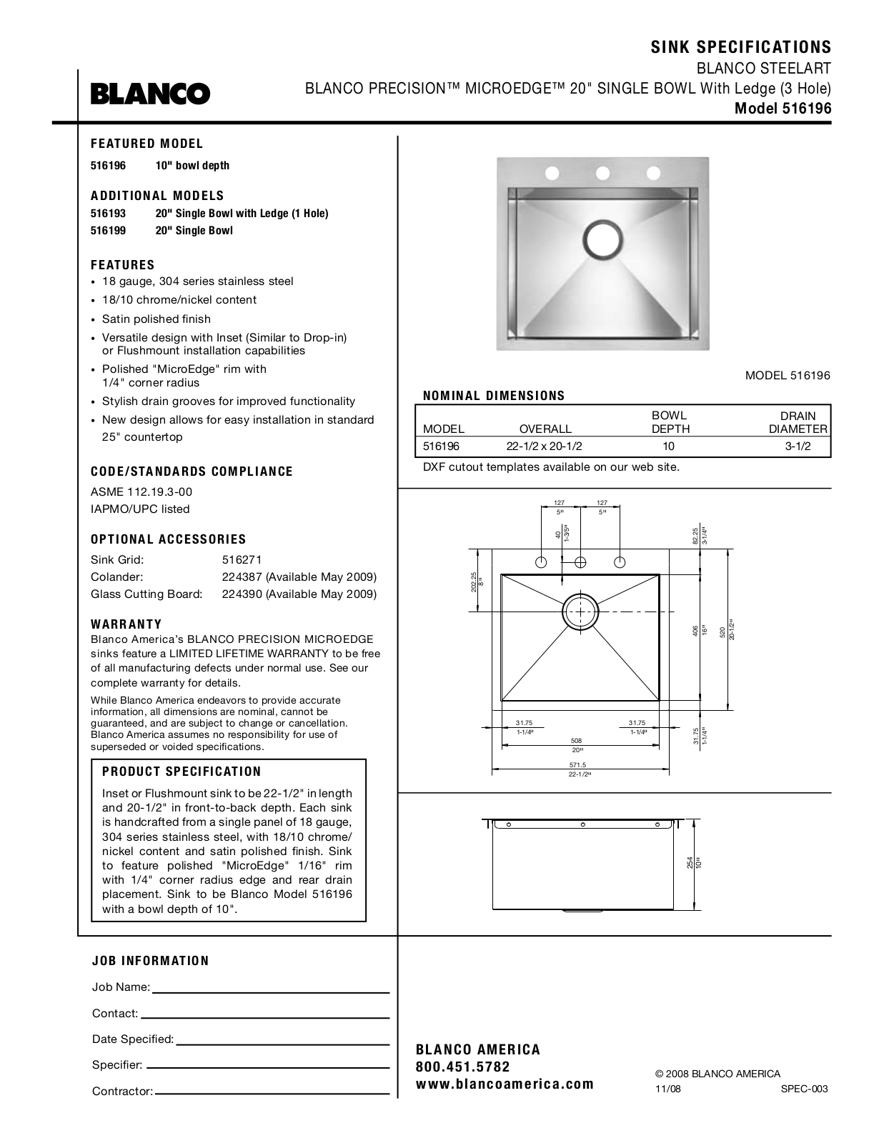 Blanco 516196 User Manual