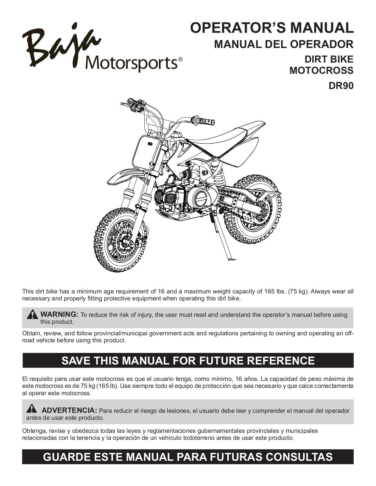 Bajaj DR90 Dirt Bike Owner's manual