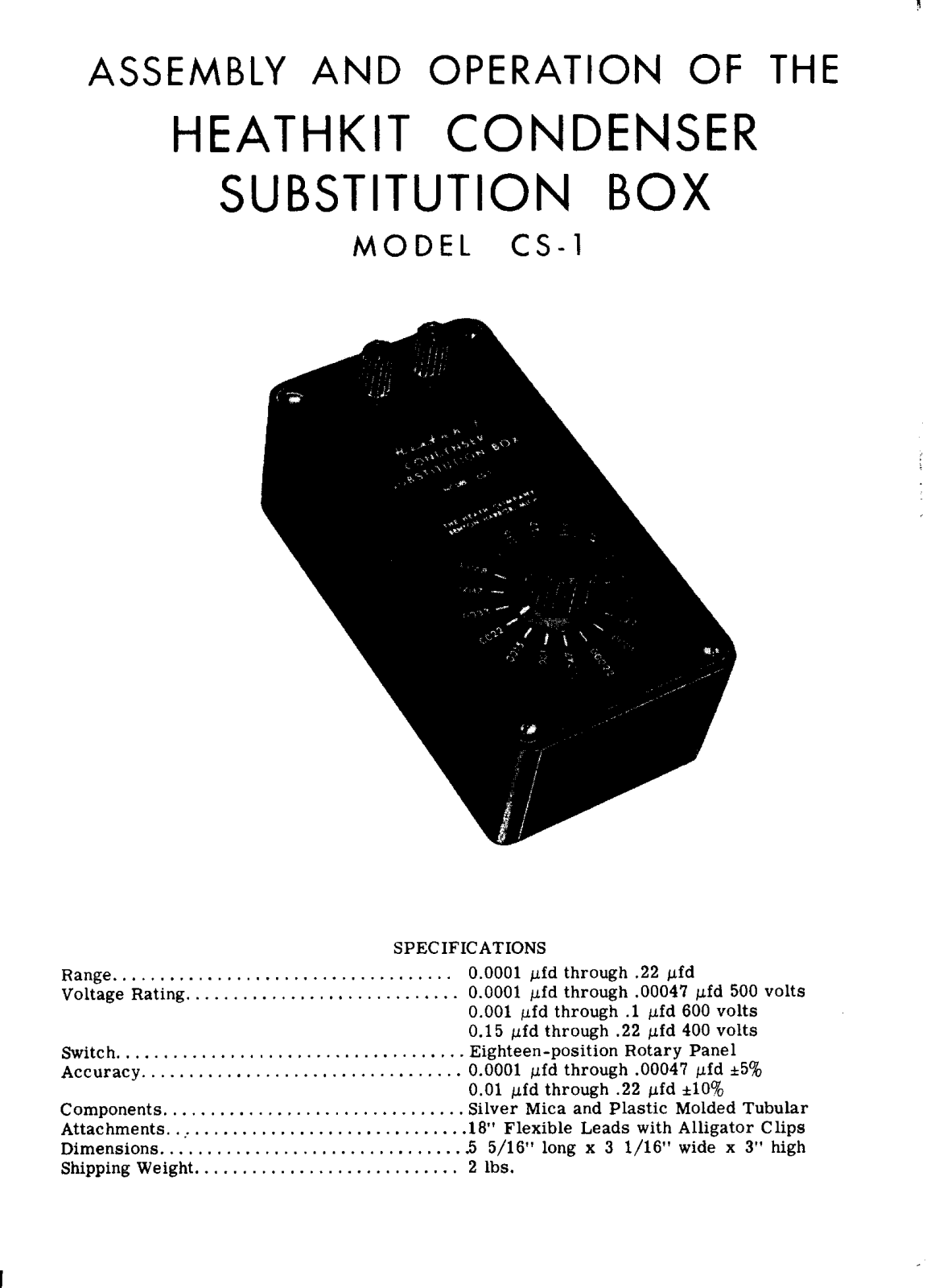 Heath Company CS-1 Owners manual