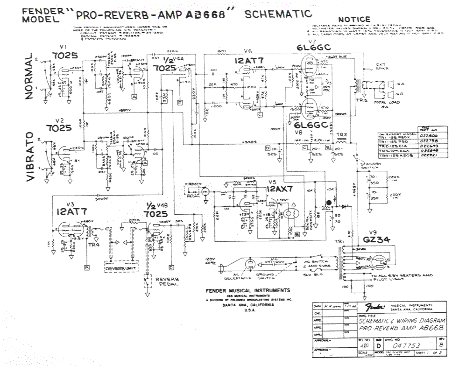 Fender Pro-AB668 Schematic