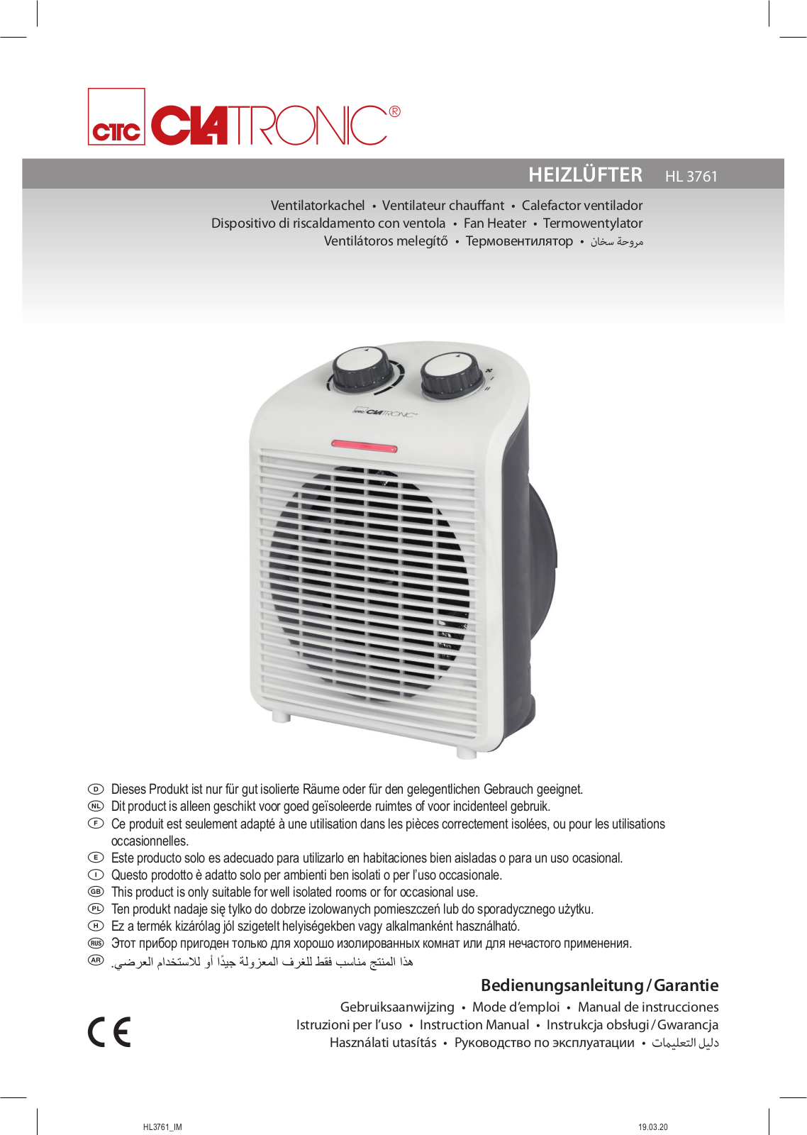 Clatronic HL3761 operation manual