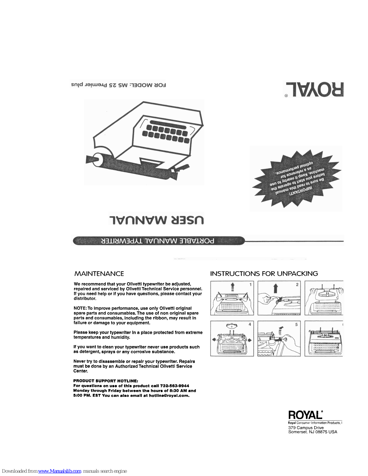 Olivetti MS 25 Premier plus User Manual - ManualMachine.com