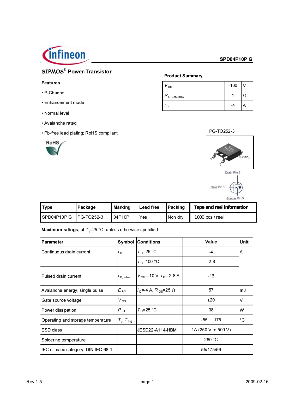 Datasheet spd04p10p_rev1.5 Datasheet - ManualMachine.com