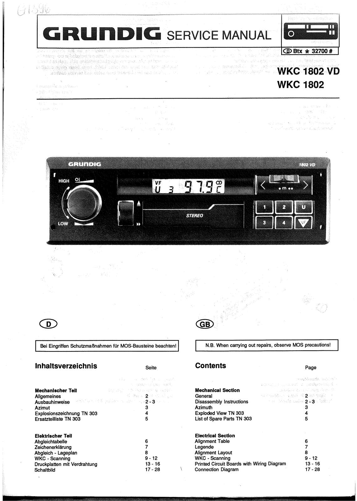 Grundig WKC-1802-VD, WKC-1802 Schematic
