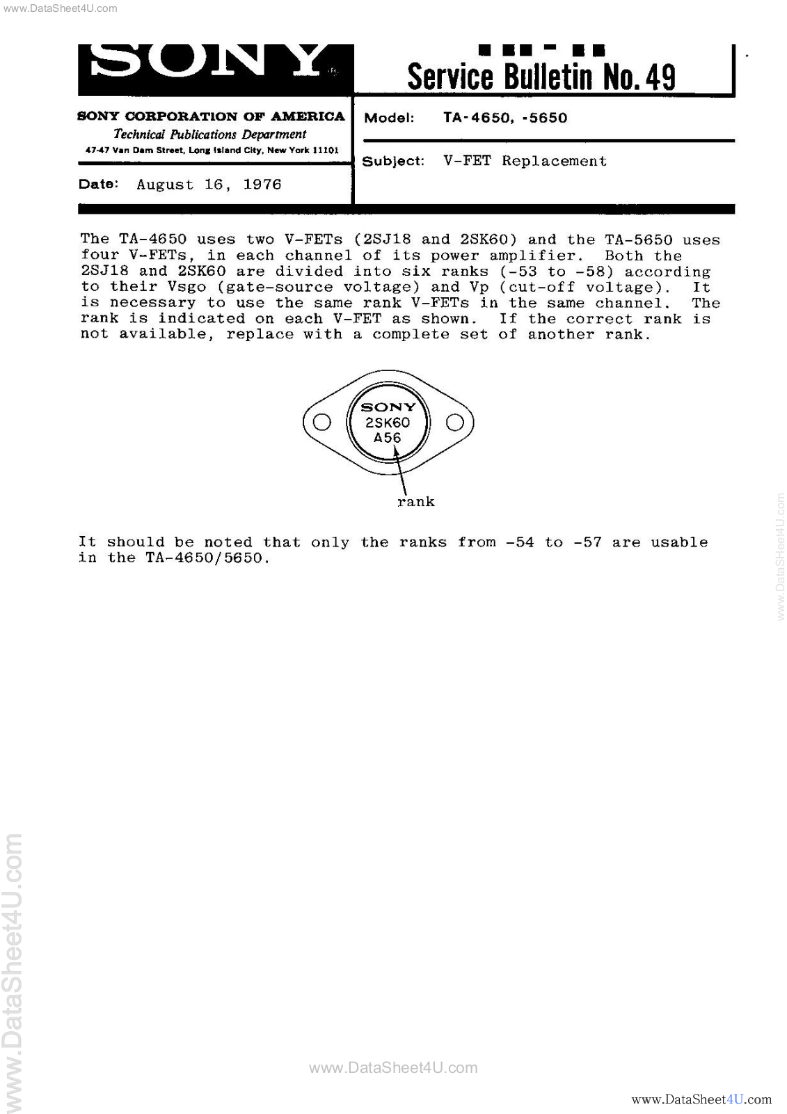 Sony TA-4650 Schematic