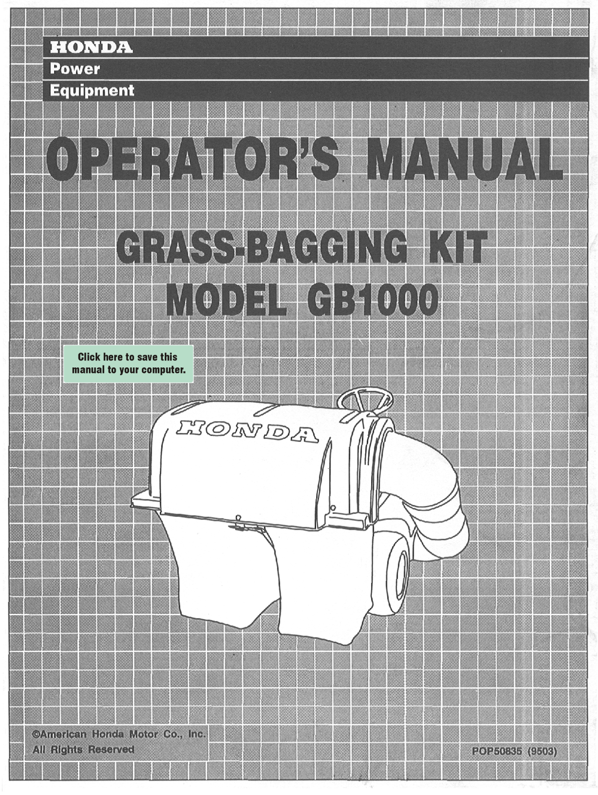 Honda Power Equipment GB1000 User Manual