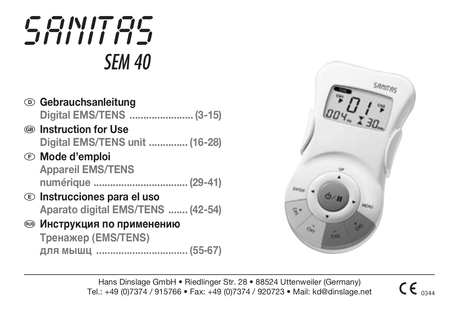 SANITAS DIGITAL EMS TENS User Manual