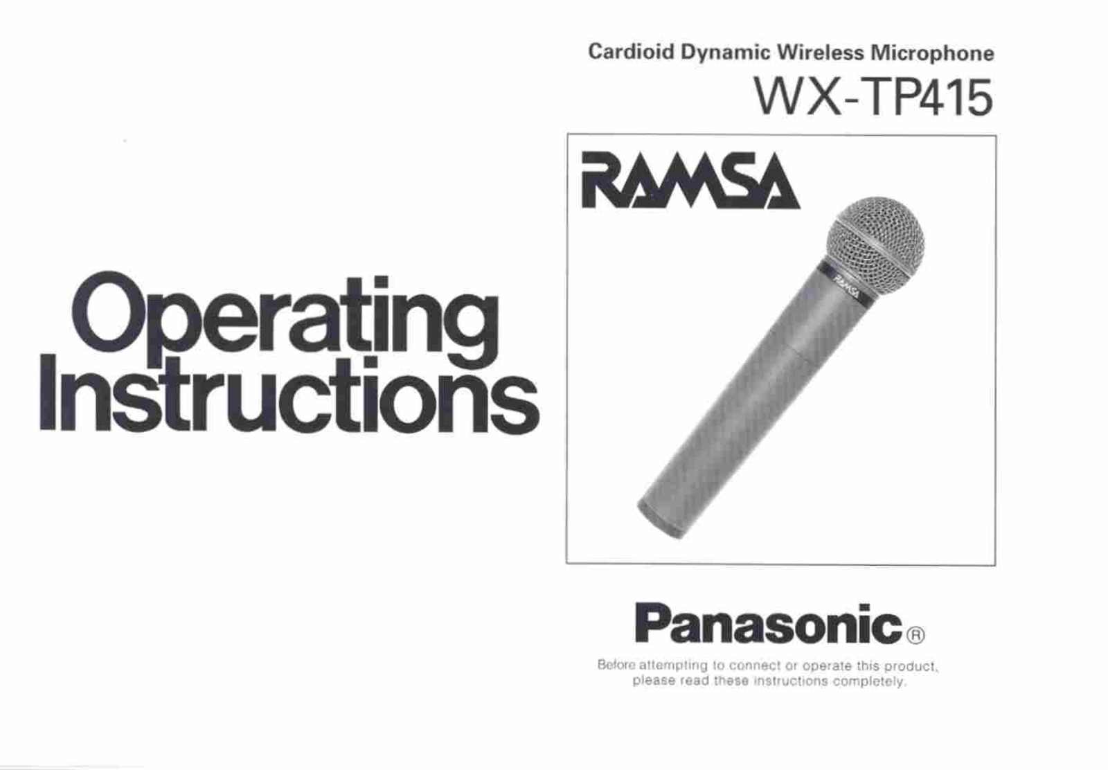 Panasonic wx-tp415 Operation Manual