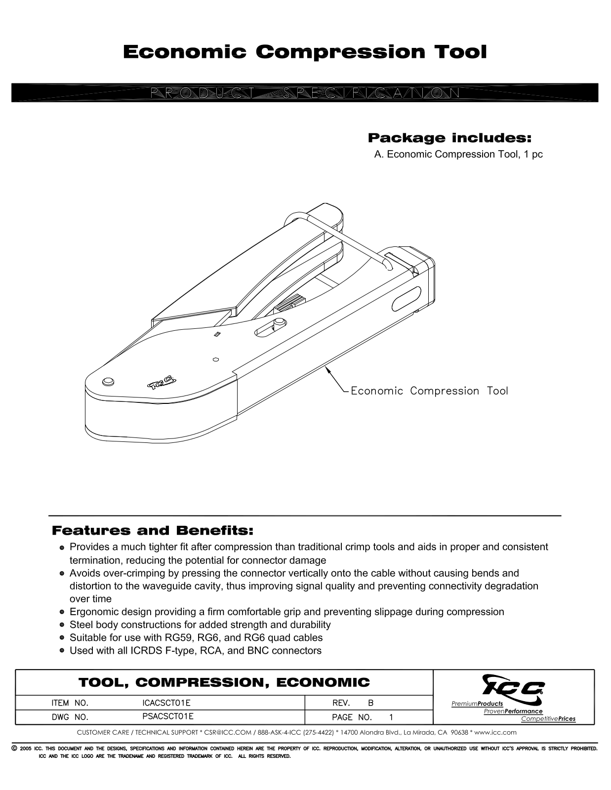 ICC ICACSCT01E Specsheet