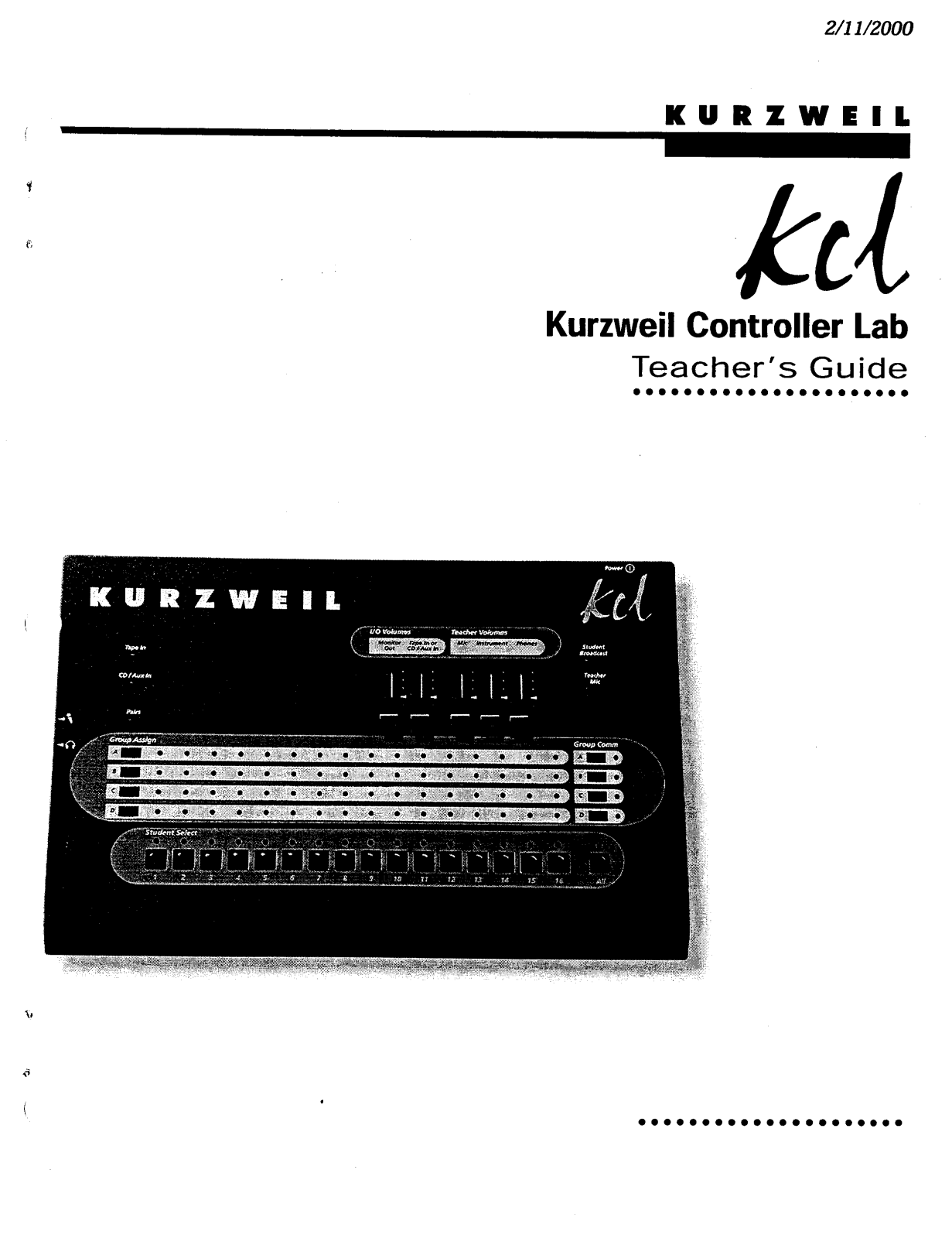 Kurzweil Music Systems KCL Reference Manual