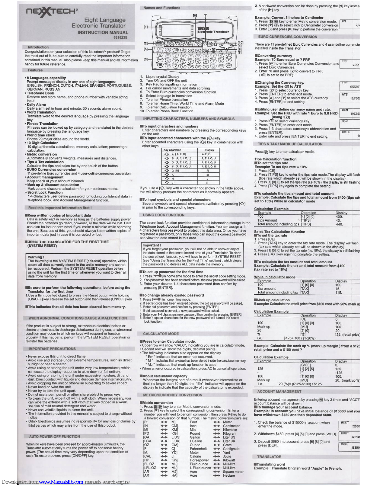 NexxTech TR0500, 6318235 Instruction Manual