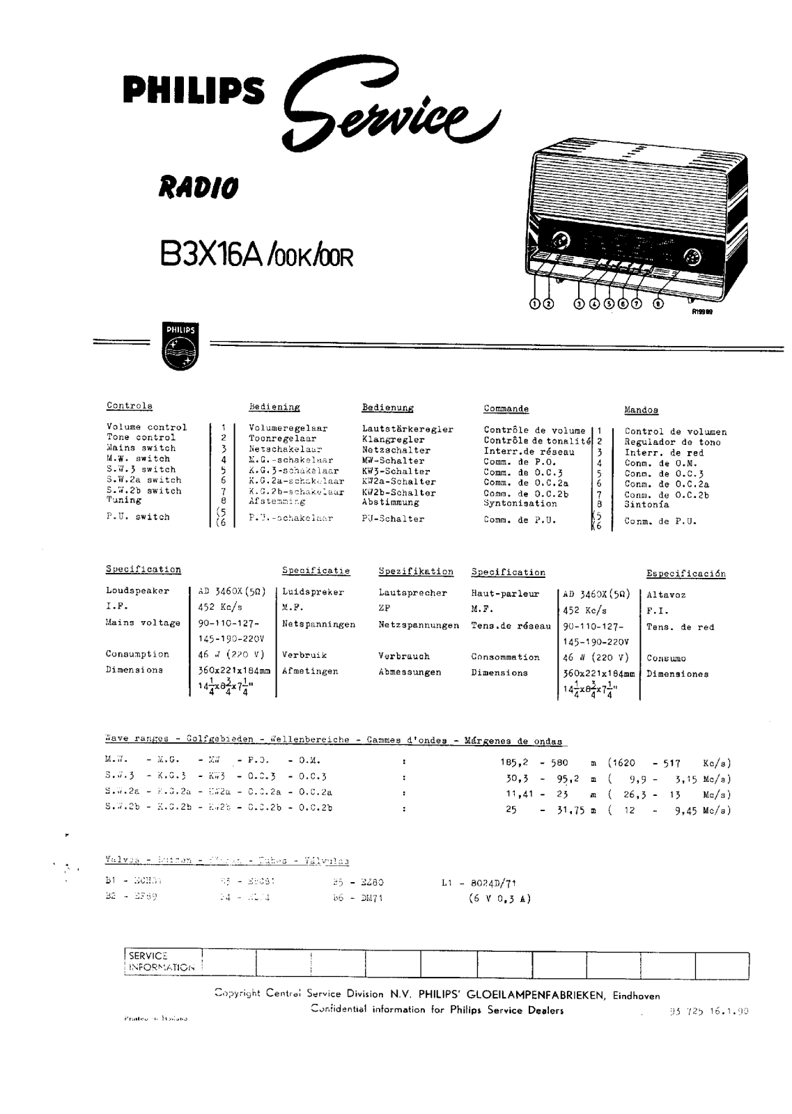 Philips B-3-X-16-A Service Manual