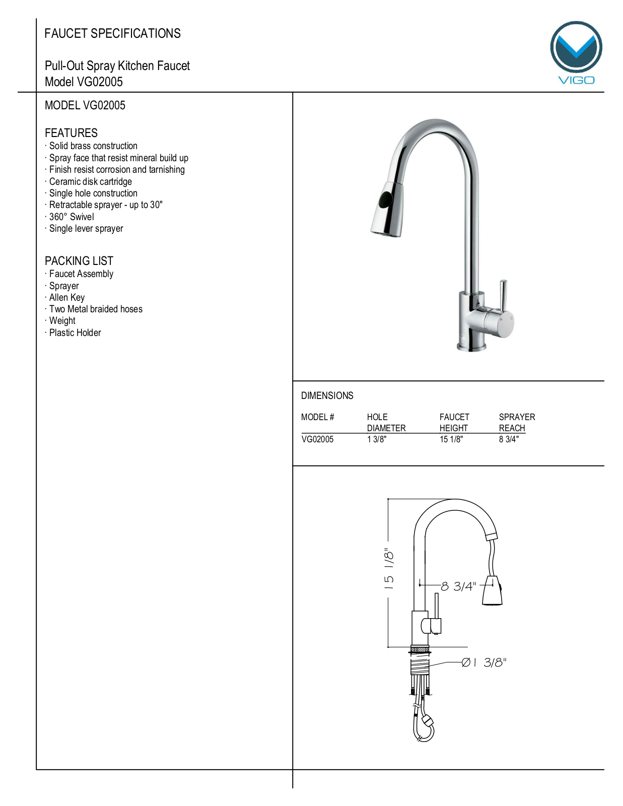 Vigo VG15323 Specifications