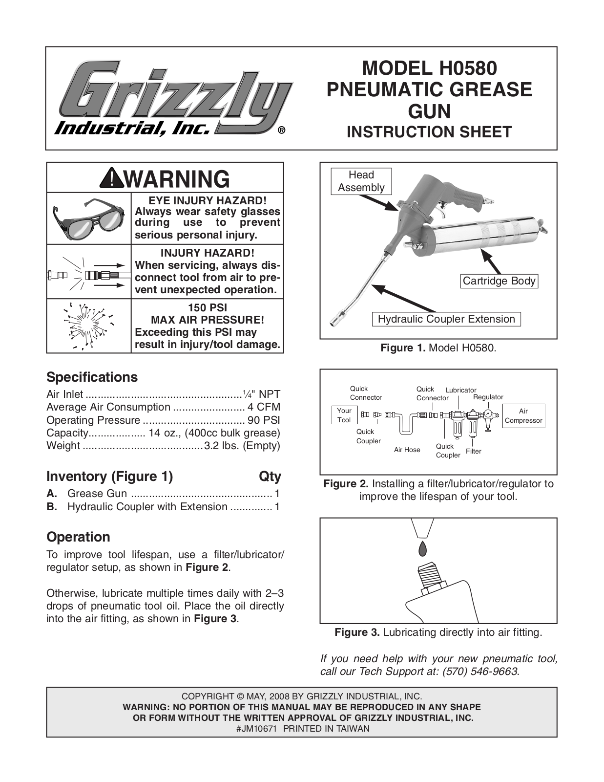 Grizzly H0580 User Manual