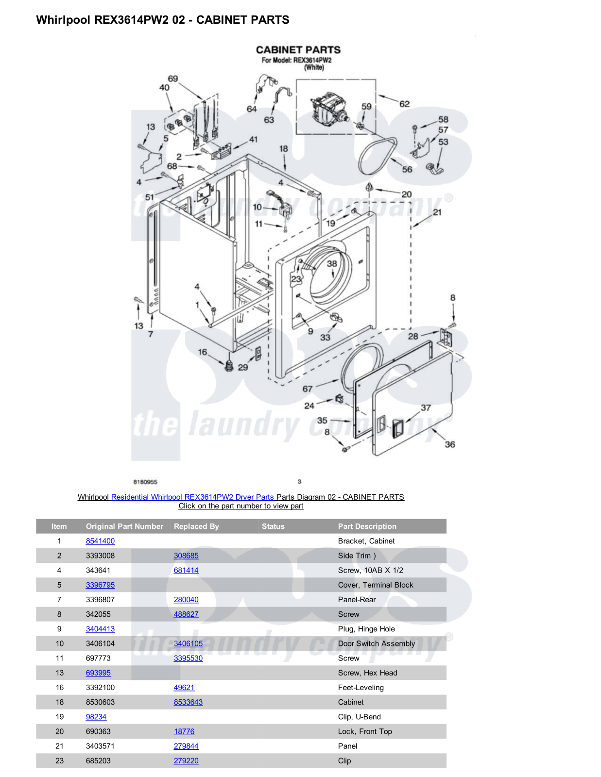 Whirlpool REX3614PW2 Parts Diagram