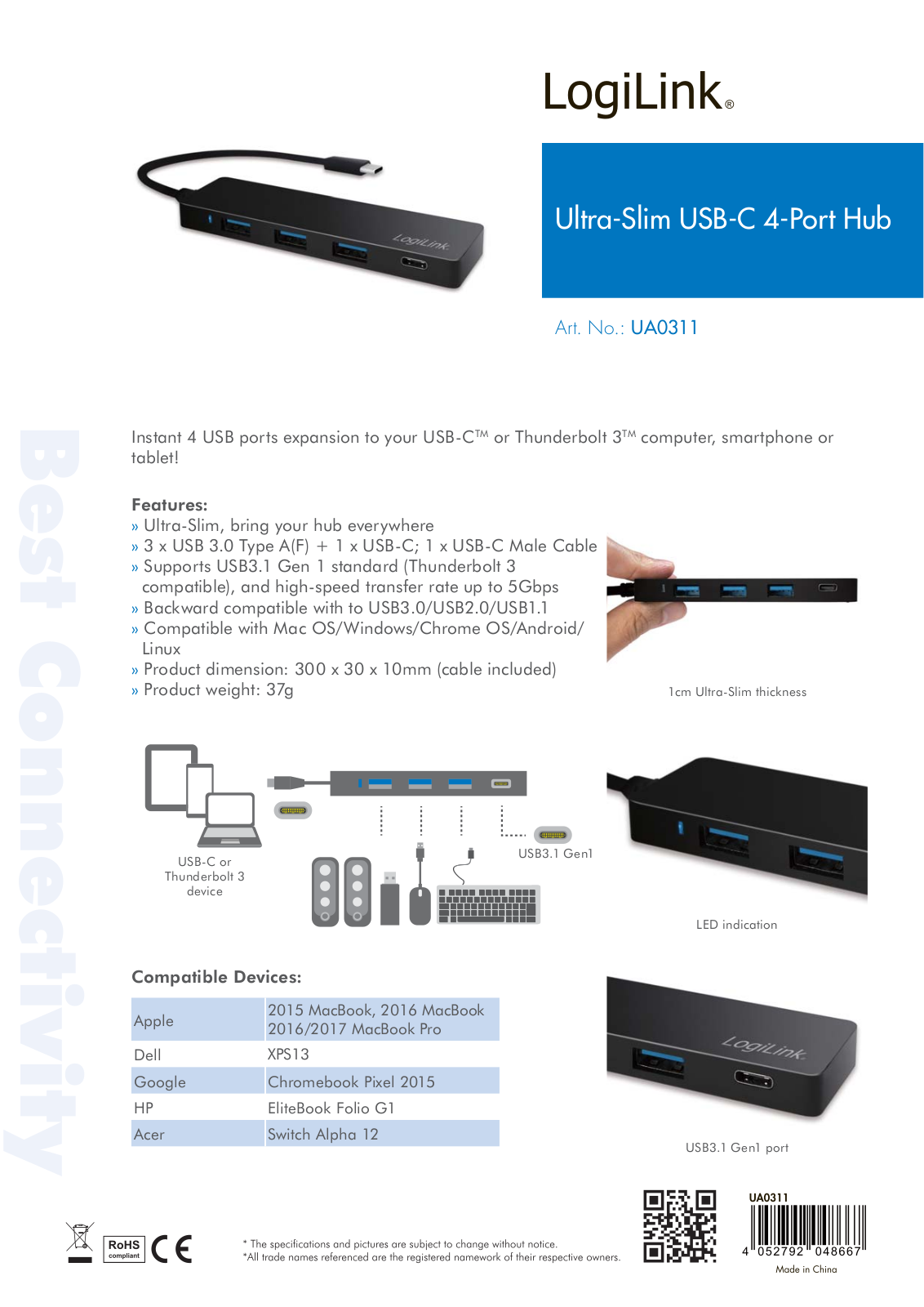 Logilink IUSB31-HUB4CS Datasheet - ManualMachine.com