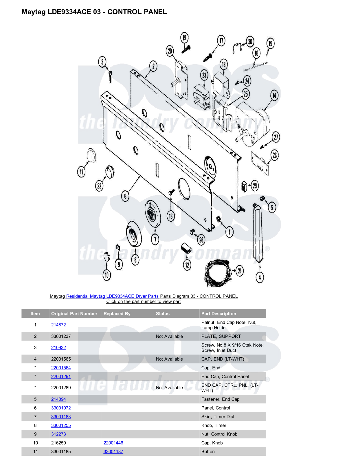 Maytag LDE9334ACE Parts Diagram