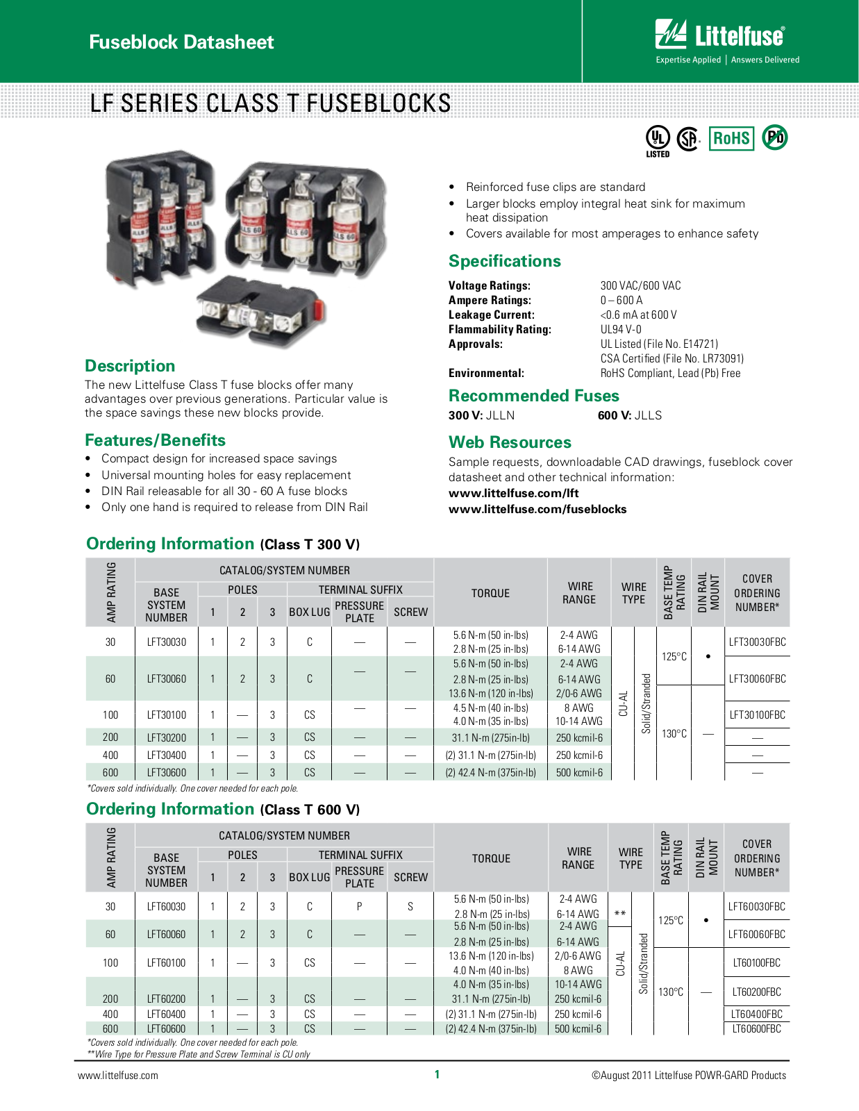 Littelfuse LF Series Catalog Page