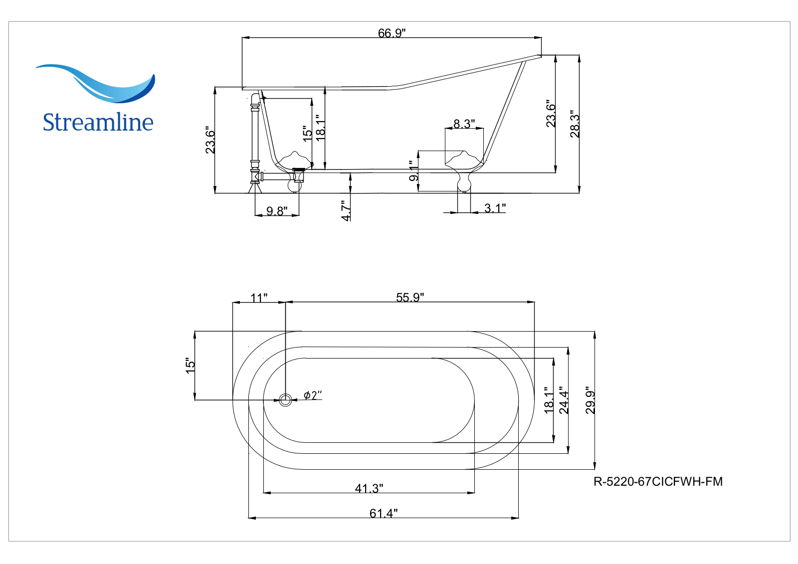 Streamline Bath SLBH1379 Dimensions - ManualMachine.com