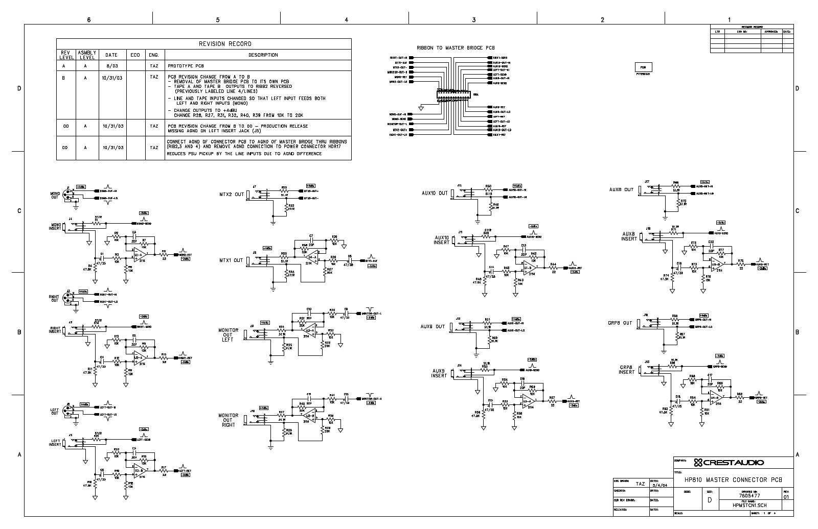 Crest HP8-Set, HP-8-MstrConn-1 Schematic