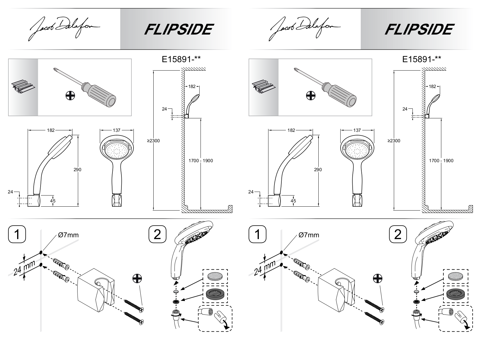 Jacob Delafon FLIPSIDE E15891-CP Installation guide