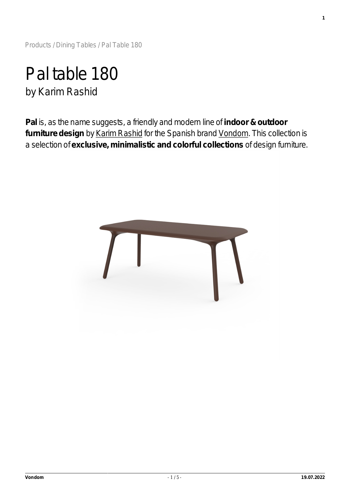 Vondom UCZW3021 Specifications - ManualMachine.com