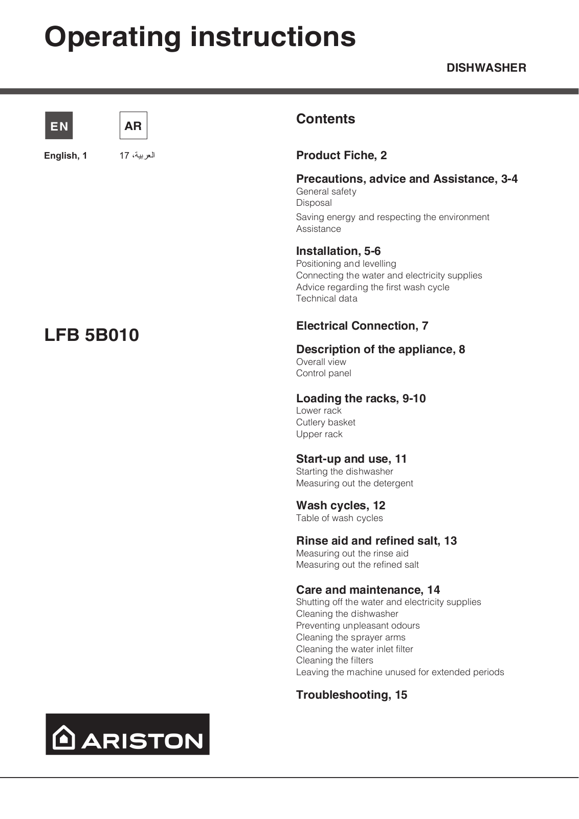 ARISTON LFB 5B010 GBX EX User Manual