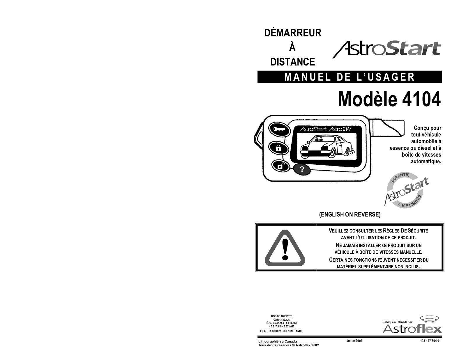 Astroflex 4104 Instruction Manual