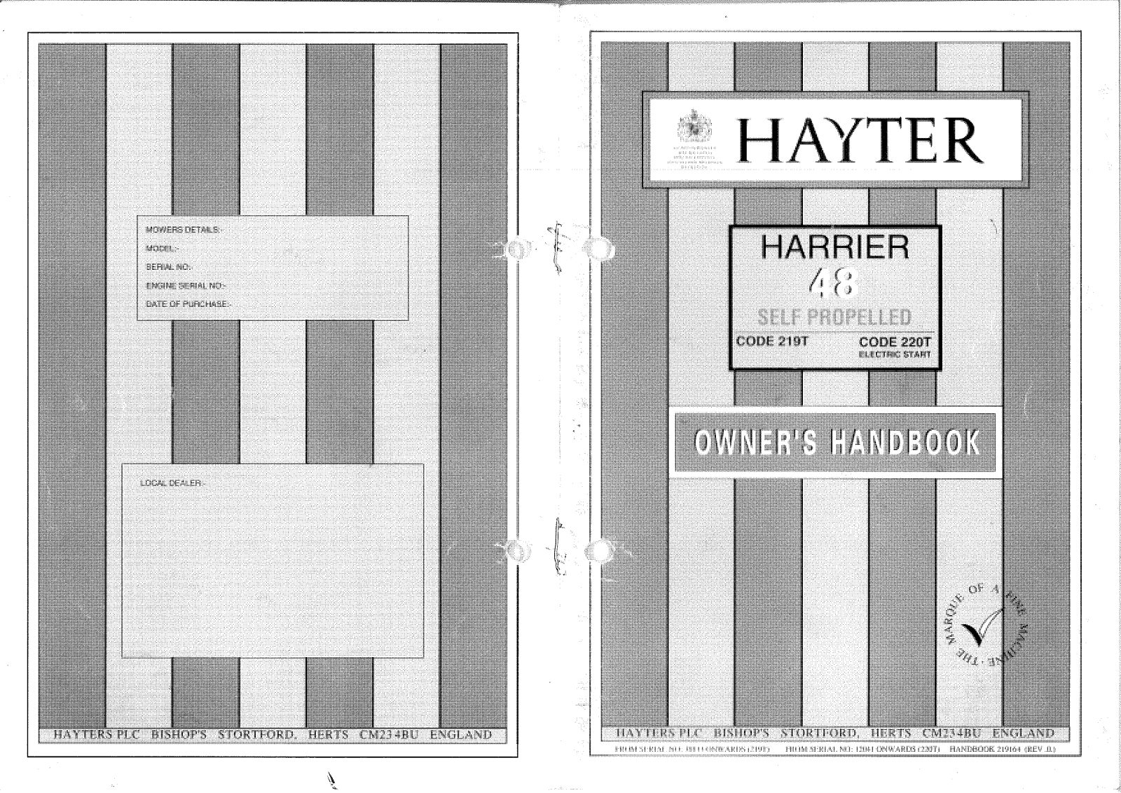 Hayter Mowers Harrier 48 User Manual