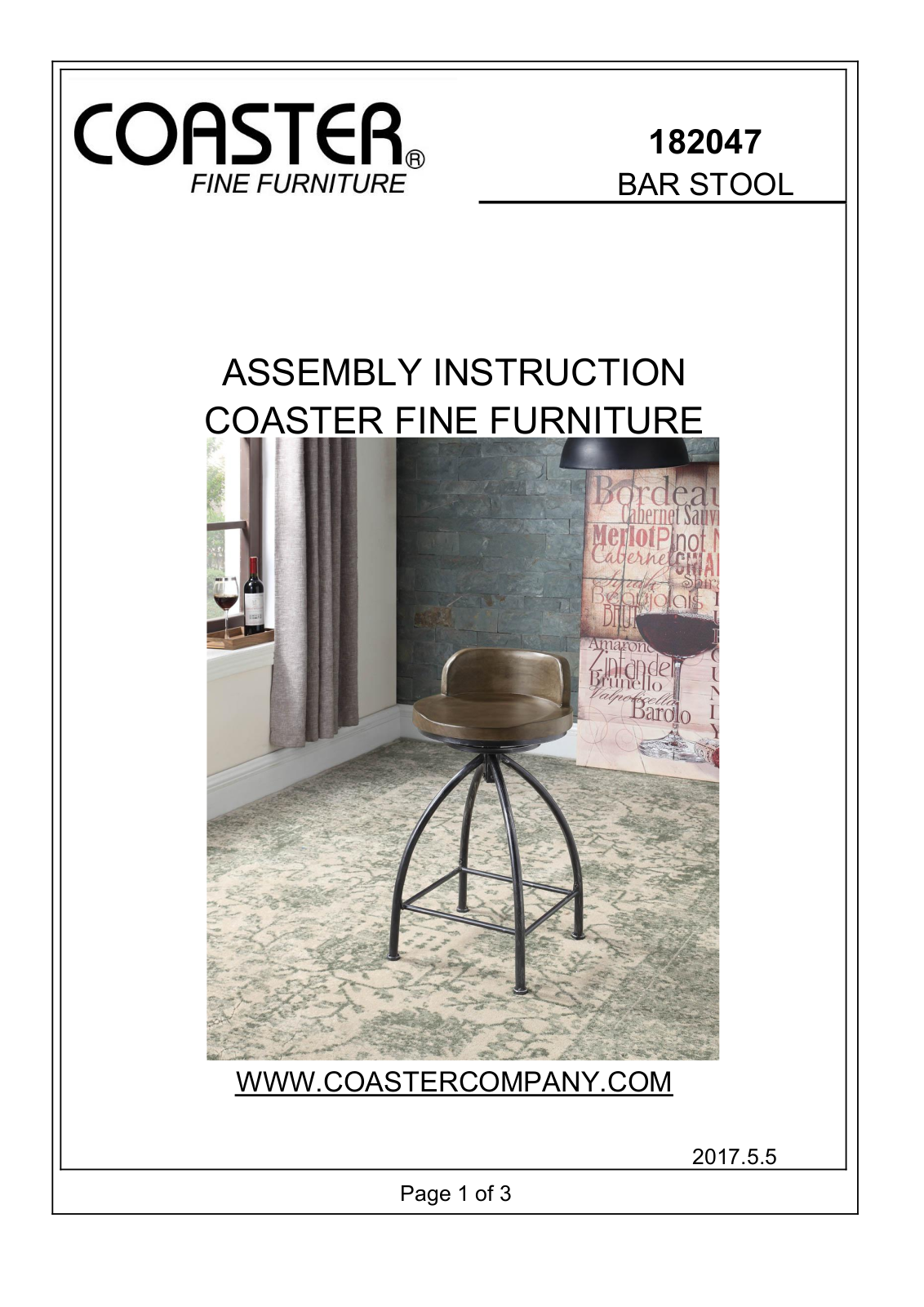 Coaster 182047 Assembly Guide - ManualMachine.com