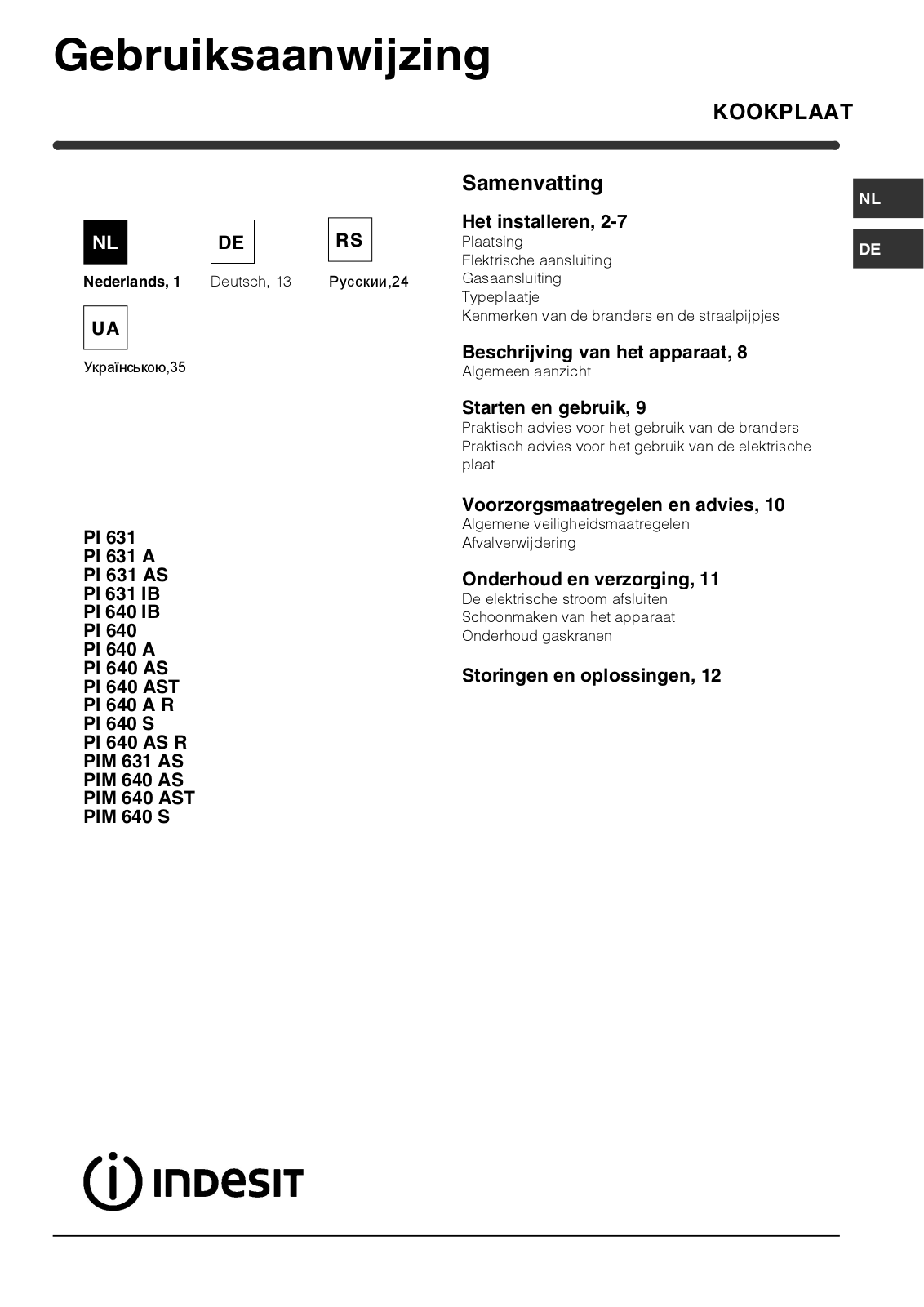 Indesit PIM 640... User manual