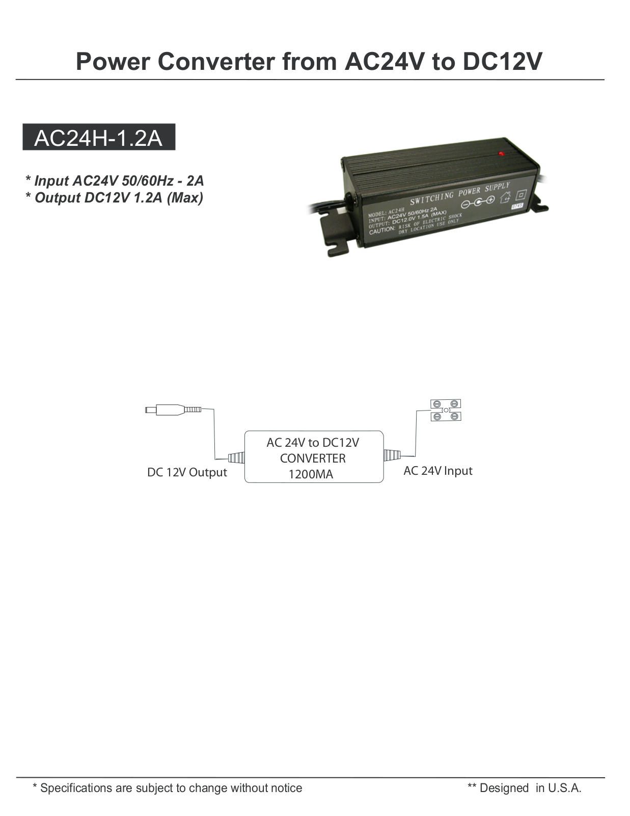 COP-USA AC24H-1-2A Specsheet