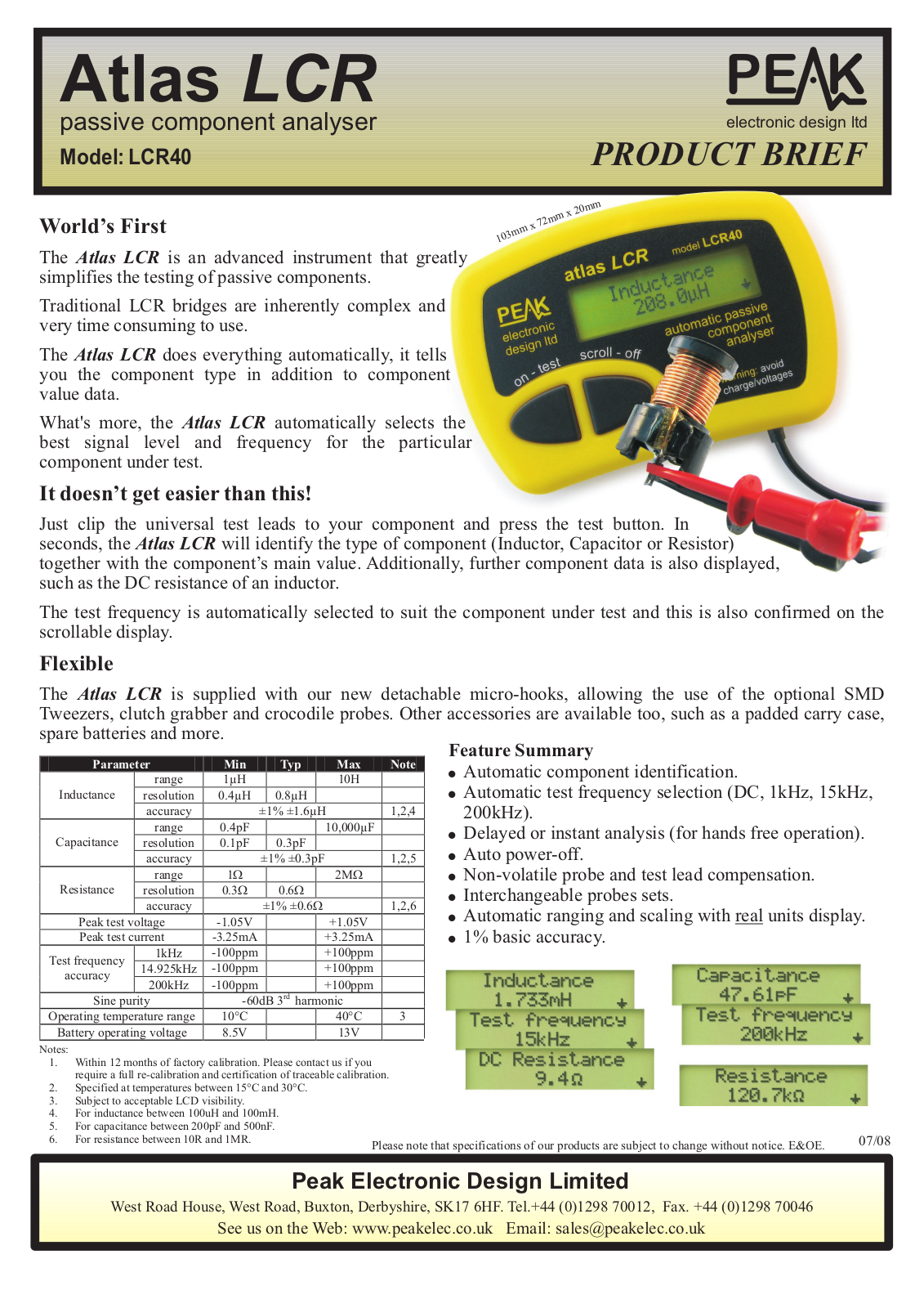 PEAK LCR40 User Manual