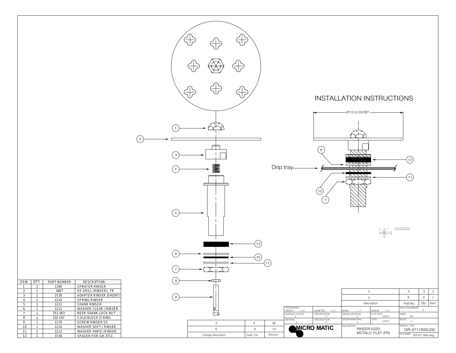 Micro Matic GR-1581-2 Parts List