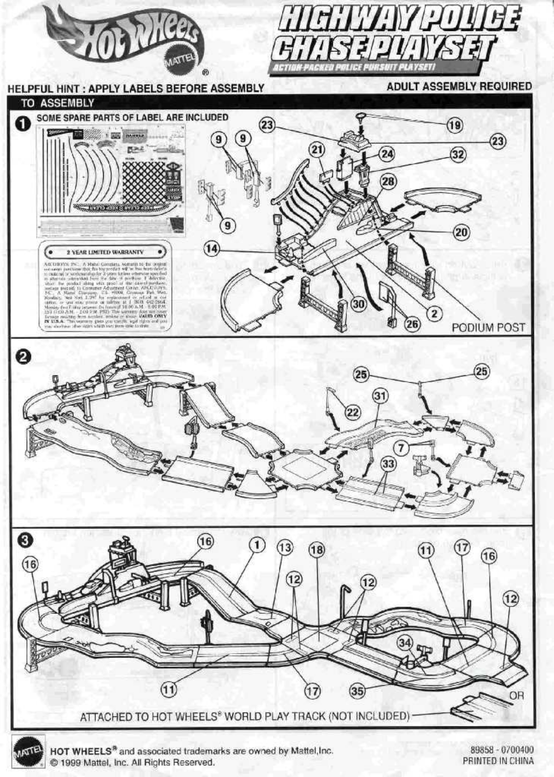 Fisher-Price 89858 Instruction Sheet