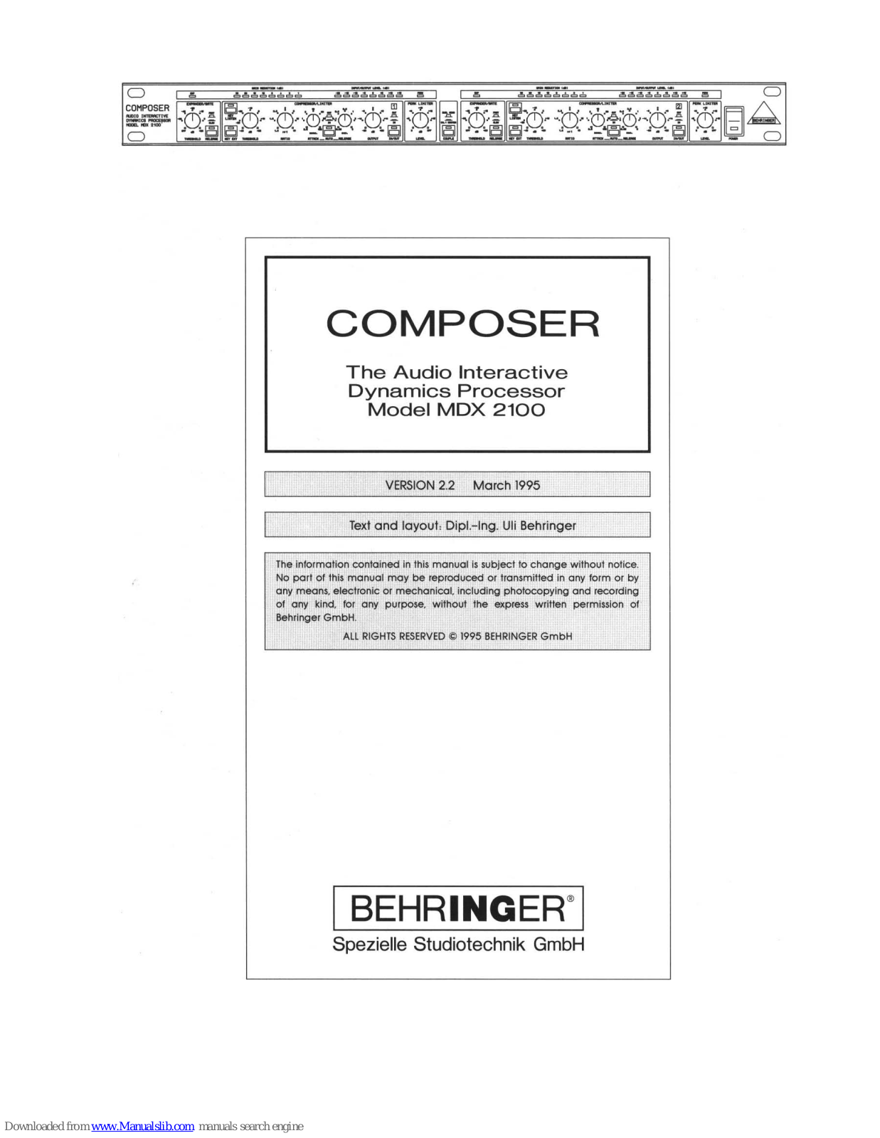 Behringer MDX 2100 User Manual