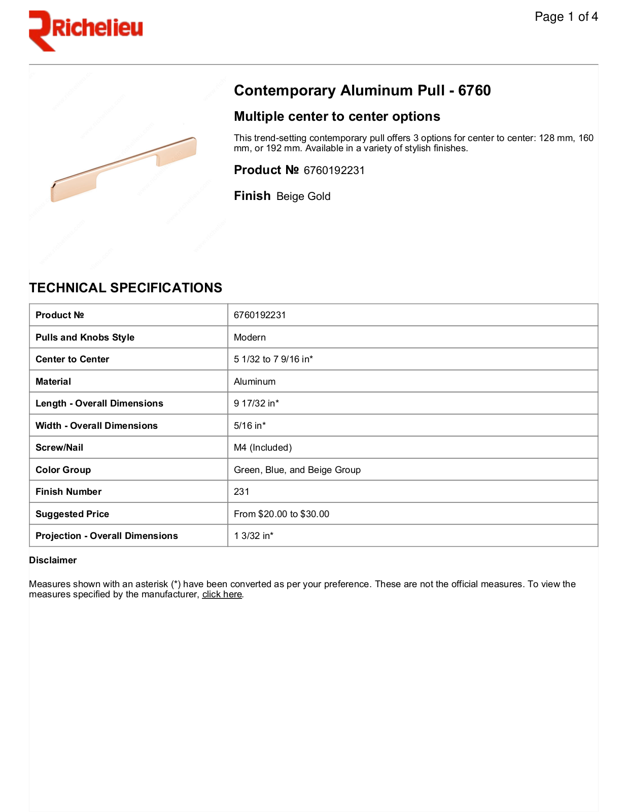 Richelieu RHC10484 Specifications - ManualMachine.com
