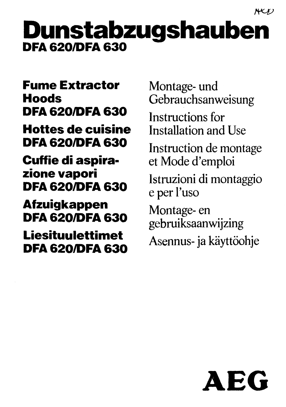 Aeg-electrolux DFA 620 User Manual