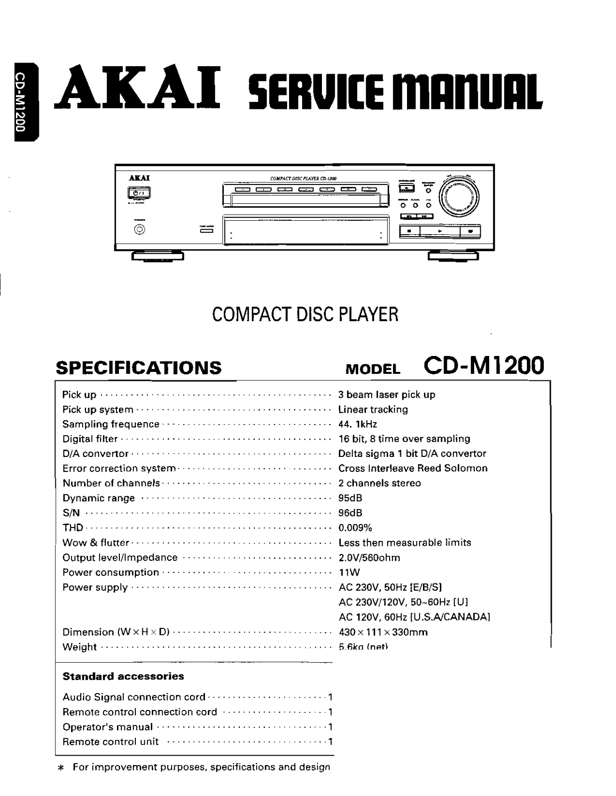 Akai CDM-1200 Service manual