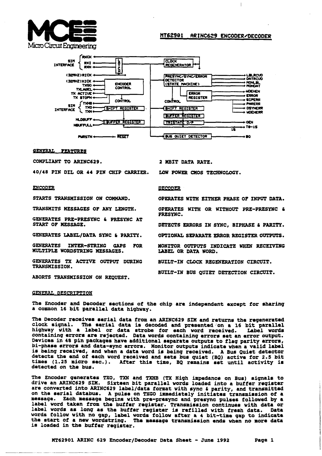 Aeroflex Circuit Technology MT62901D4, MT62901D2, MT62901KZ9, MT62901D4A, MT62901D9 Datasheet