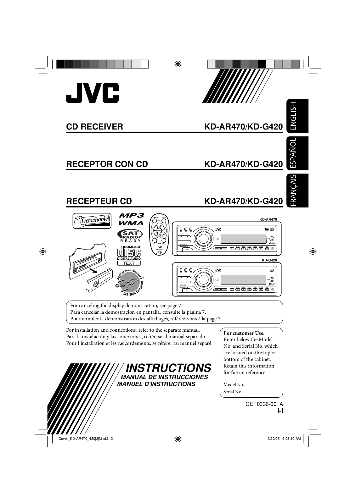 JVC KD-G420, KD-AR470 User Manual