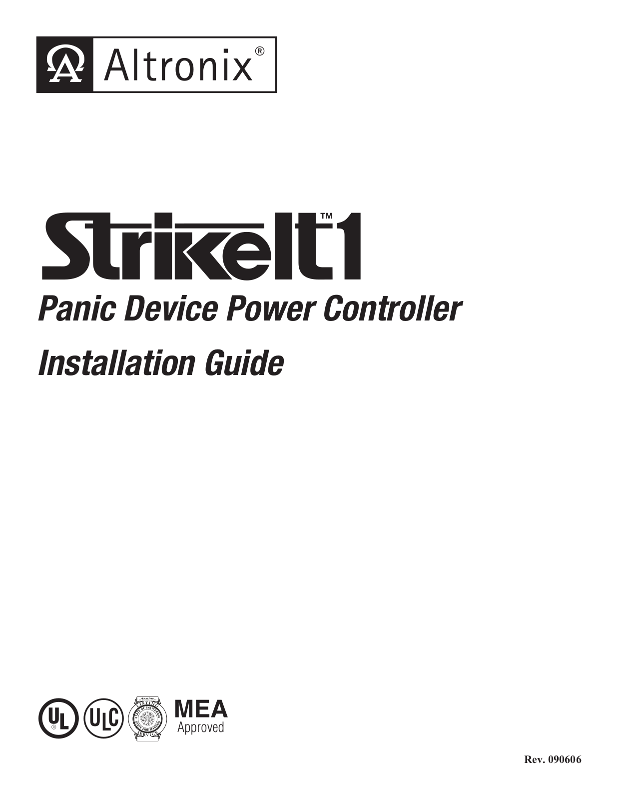 Altronix StrikeIt1 Installation Instructions