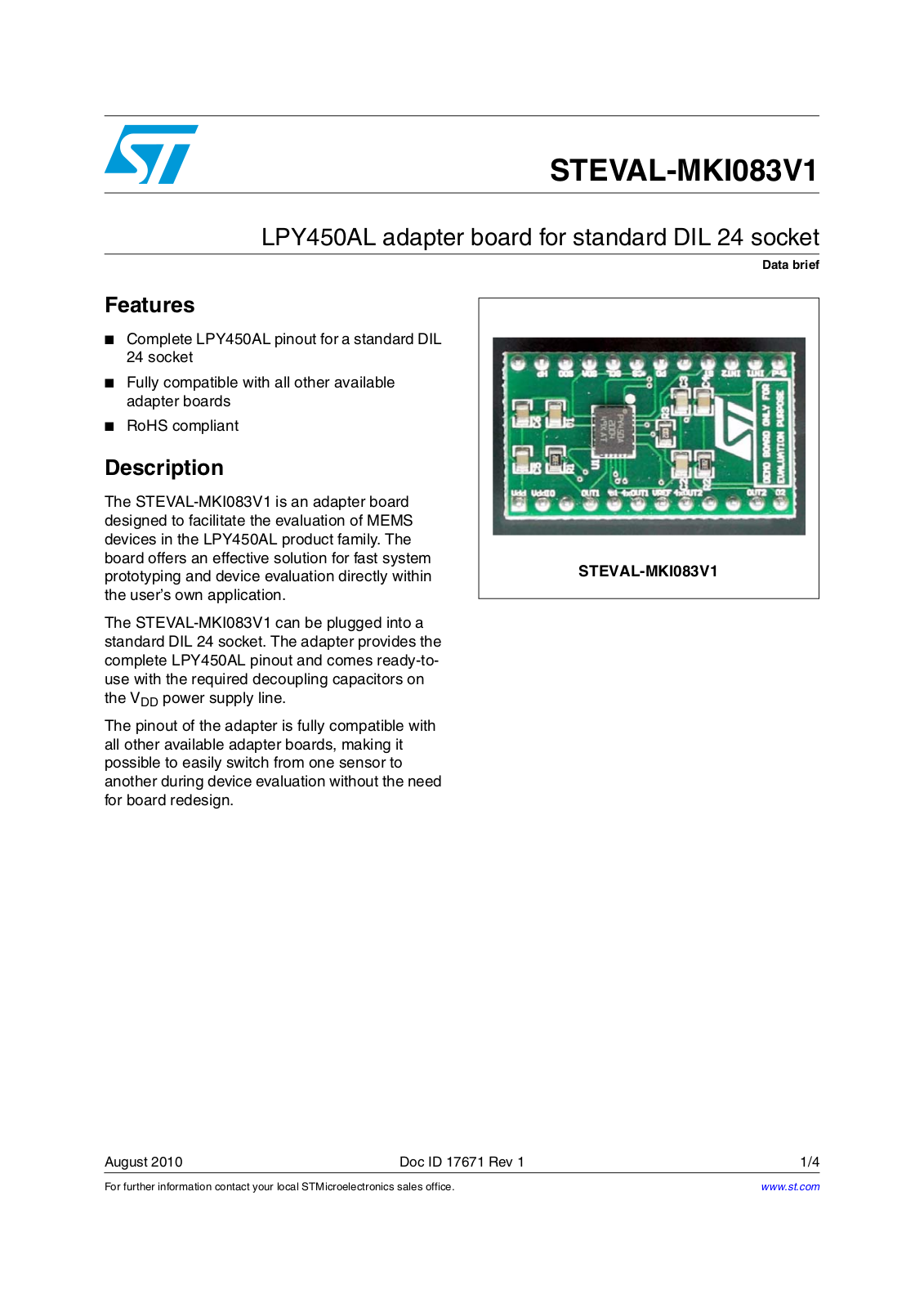 ST MKI083V1 User Manual