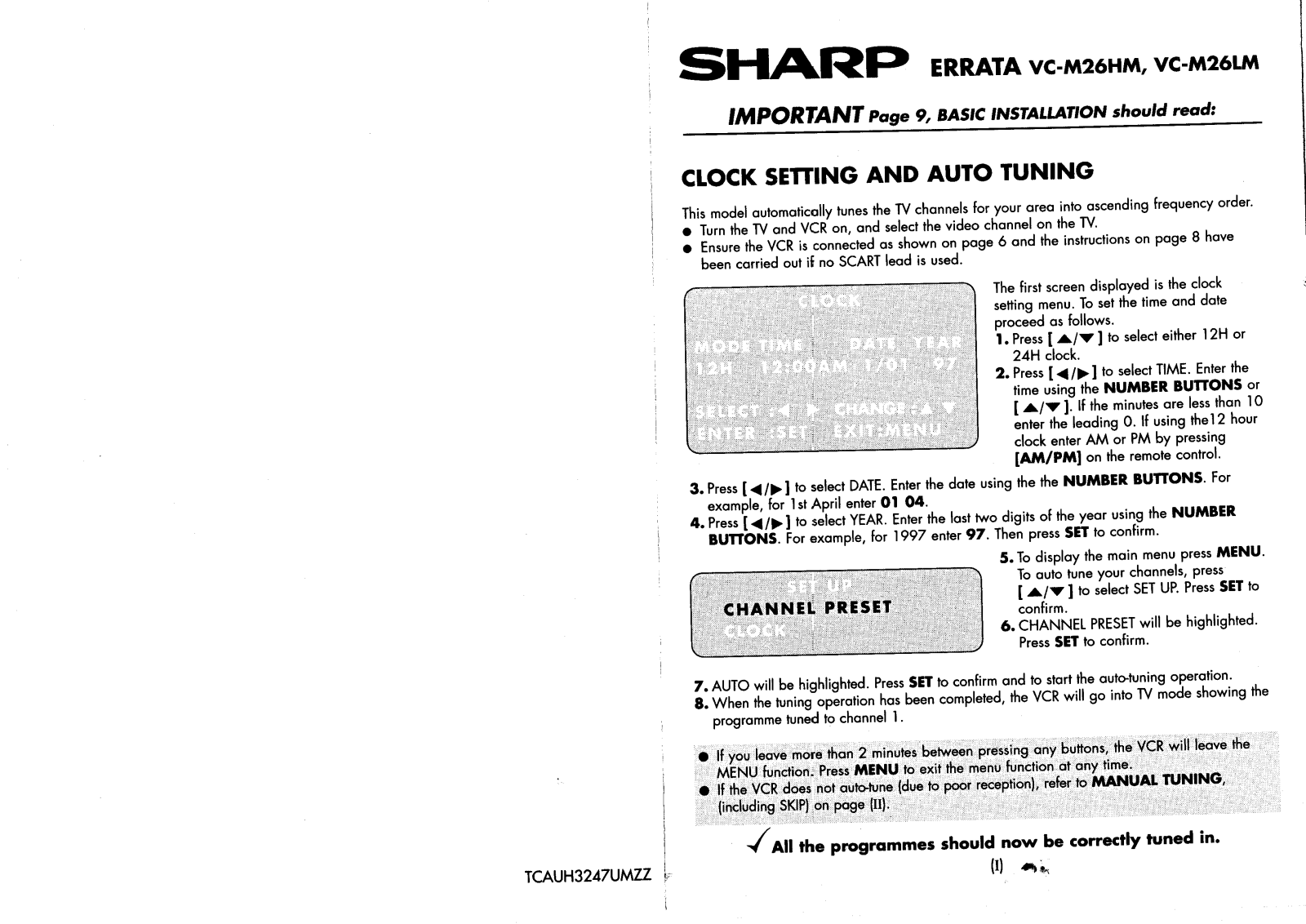 Sharp VCM26HM User Manual