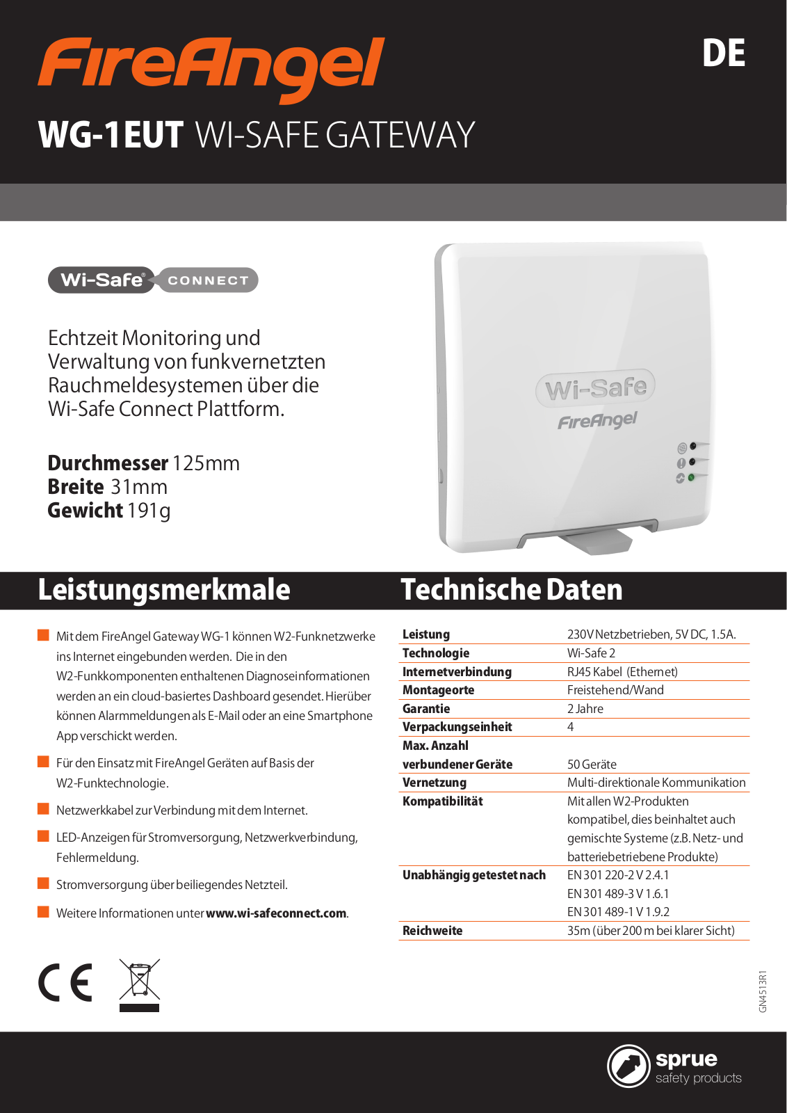 FireAngel WG-1EUT User Manual